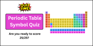 Periodic table symbol quiz questions with answers.